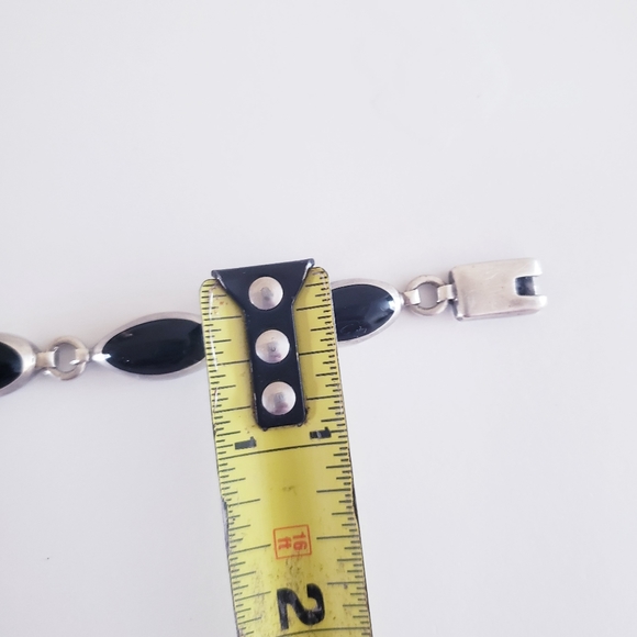 Vintage Mexico 925 Black Onyx & Sterling Silver Bracelet - Picture 11 of 13